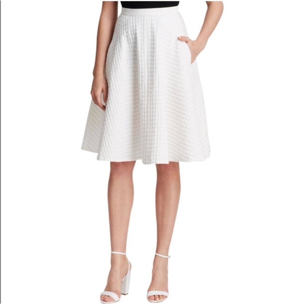 Theory White Textured A-Line Skirt